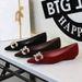 3685-K77 Wedge Heel Pointed Toe With Metal Rhinestone Buckle, Versatile Suede Shallow Mouth Granny Flats, Commuting_vogvips.com