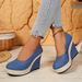 Women's Fabric Wedge Heel Single Shoes Slip On Shallow Mouth Platform European American Style_vogvips.com