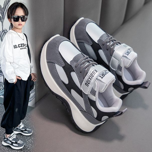 Boys' Sports With Leather Surface, Waterproof, Suitable For Older Children, Running New Winter Children's Casual Shoes,_vogvips.com