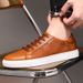 Top-layer Cowhide Spring And Autumn Business Sneakers, Men's Genuine Embossed Casual Vintage Small Leather Shoes,_vogvips.com