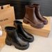 Versatile Niche New Fleece-Lined Height-Increasing Thick-Soled Short 2024 Autumn Winter Round Toe Mid-Heel British Style_vogvips.com
