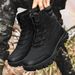 Outdoor High-top Boots Men Casual Combat Boots Men Soft Wear-resistant Anti-slip Lace-up Flat Comfortable Hiking Shoes Men_vogvips.com