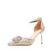 Women's Shoes Champagne Gold Stiletto Heels For Women - Rhinestone & Square Buckle Bridal Shoes, Elegant Wedding Party Heels_vogvips.com