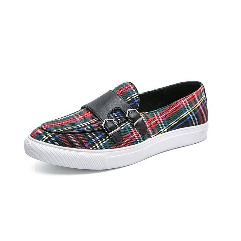 Fashion New Mens Stripe Suede Leather Designer Shoes Plaid Fashion Casual Flat Bottom Sneakers Luxury Brand Shoes Men Loafers Shoes Male_vogvips.com