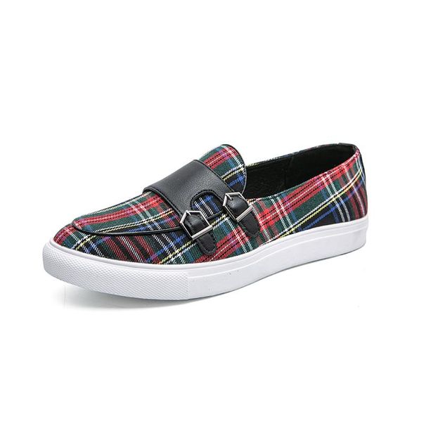 Fashion New Mens Stripe Suede Leather Designer Shoes Plaid Fashion Casual Flat Bottom Sneakers Luxury Brand Shoes Men Loafers Shoes Male_vogvips.com