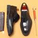 First layer cowhide business casual men's shoes British style carved brogue square toe double bottom foreign trade formal wear bright leather shoes_vogvips.com