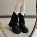 Brown Melad Western For Women Summer 2025 New Zipper Cuff Mid-Calf Denim Martin Short Boots_vogvips.com