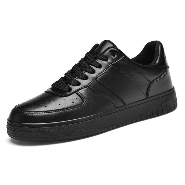 Men's Small Leather Shoes Shoes Casual Round Head Board Shoes Business Style Light Luxury Black Shoes_vogvips.com