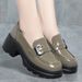 Platform Loafers For Women 2023 New Autumn Women's Thick Heel Shiny Small Leather Soft Sole British Style Single Shoes_vogvips.com