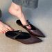 Vintage Open-Toe Shoes For Women With One Strap V-Cut Pointed Toe Sandals Versatile Slip-On Simple Half Slippers_vogvips.com