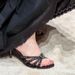 Round Rhinestone High Sandals Open Toe 2025 Summer One Strap Socialite Outdoor Wear Thin Heel Black Half Slippers_vogvips.com