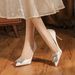 9888A-069 Satin Rhinestone Square Buckle Stiletto Elegant Women's High Heels Shoes Wedding Banquet Dress_vogvips.com