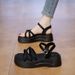 Thick-soled Silver Open-toed Sandals Women's Day Out With Skirt Casual Vacation Roman Beach Shoes_vogvips.com