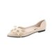Flat Sole Single Shoe Female Summer 2023 New Style One Foot Pedal Water Diamond Pearl Petal Fairy Matching Skirt Wedding_vogvips.com