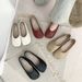 Retro Square-toed Pleated Flat Mary Jane For Wide Feet, Women's Spring And Autumn Low-cut Soft-soled Versatile Red Shoes_vogvips.com