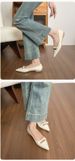 French Fairy Wind Pointed Head Flat Bottom Shallow Mouth Single Shoes Female Bow Commuter Low Heel Ladyshoes_vogvips.com