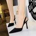 Summer High Heels Women's Shoes Suede Shallow Mouth Pointed Hollow Back Strap Sandals_vogvips.com
