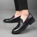 Euro Step Men's Brogue Business Formal Leather Slip-On Top Layer Cowhide Lazy Breathable British Style Casual Shoes For Men_vogvips.com