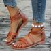Cross-Border Flat Thick And Thin Cross-Strap For Women 2024 New Foreign Trade Large Size Casual Simple Beach Roman_vogvips.com