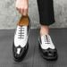 Euro Step Brogue For Men Korean Style Patent Leather Shiny Surface Office Wedding Height Increasing Formal Casual Carved Men's_vogvips.com