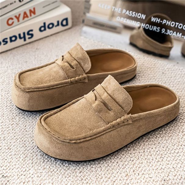 Designer Slippers Popular New Men Comfortable Suede Casual Slide Fashion Thick Sole Home Closed Toe Mule Sizes 37 46_vogvips.com