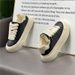 Trendy Men's Shoes, 2025 Winter New Model, Lace-Up Soft Leather Solid Color Sneakers, Thick-Soled Dad Shoes_vogvips.com