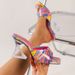 New Square Toe Crystal Heel Sandals For Women, Summer Outerwear, Graffiti Style, Plus Size, Elegant High Heeled Slippers_vogvips.com