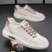 Summer New Breathable White Men's Versatile Thick Soled Sports And Leisure Leather Flat Trendy Shoes_vogvips.com