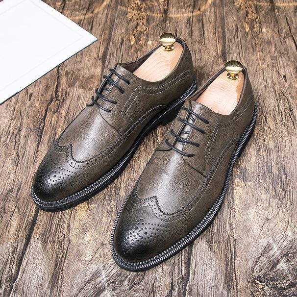 Blok Korean Edition British Trendy Casual Business Dress Men's Pointed Black Shoes PX62-K_vogvips.com