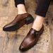 Euro Step 2025 New Loafers Leather Business Formal Casual Korean Style Trendy British Pointed Brogue Men's Shoes_vogvips.com