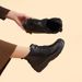 2025 New Short For Women, Snow Soft Sole, Flat Cotton Middle-aged Mom Leather Boo, Fleece-lined, Warm, Fashionable_vogvips.com