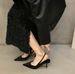 French Style High Heel Black Peep Sandals Fairy 2023 Spring Summer Niche High-end Satin Pointed Toe Single Shoes_vogvips.com