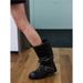 Women's Distressed Khaki Mid-Calf Boots With Buckle Detail Chunky Heel Stacked Shaft Vintage Riding Boots Chunky Heel, Mid Calf, Distressed Finish._vogvips.com