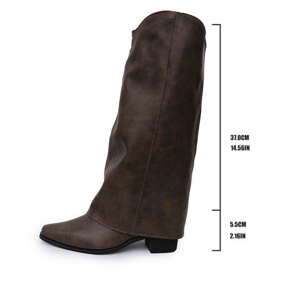 Women's Knee High Platform Pointed Toe Autumn Winter Faux Pant Leg Long Boots Hot Girl Street Style_vogvips.com