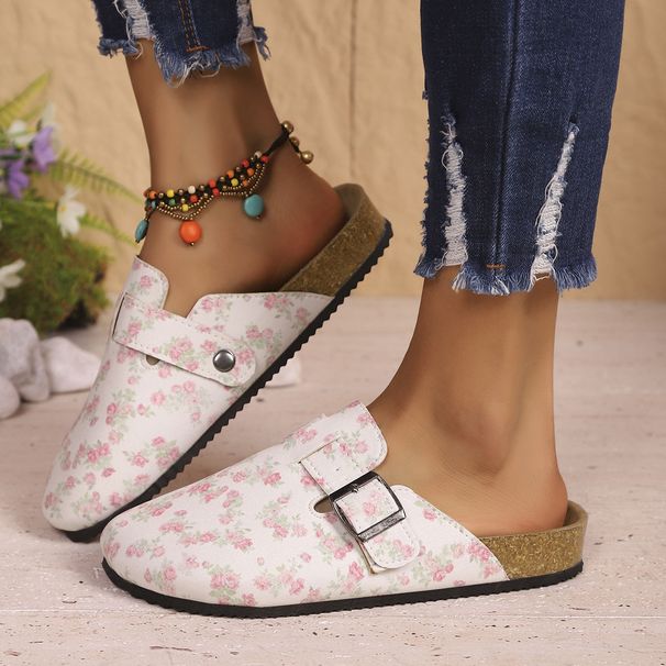 Summer New Style Flat Low Heel Floral Slip On Women's Casual Closed Toe Slip On, Export Style, Perfect For Matching Skirts_vogvips.com