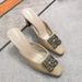 Genuine Leather Chunky Heel Closed-toe Slippers For Women, 2026 New Summer French Style Rhinestone Sandals, Sheepskin_vogvips.com
