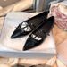 Women's Shoes Temperament Dinner ~ Pointed Double Bow Shallow Flat Mary Jane Single Shoes Women's Banquet Shoes_vogvips.com