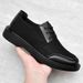 Euro Step 2025 New Summer Breathable Men's Deodorant Thin Black Soft Sole Mesh Sports Casual Leather Shoes_vogvips.com