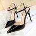 style Minimalist Slim Super High Heels Shallow Mouthed Pointed Patent Leather Sexy Nightclub Slimming One Line_vogvips.com
