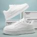Autumn White Korean Version Flat Bottomed Casual Shoes Men's Breathable Sports Low Top Lace Up Shallow Mouth Board Shoe_vogvips.com
