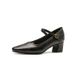 wangjia Wangjia Sheepskin French Retro Black High Heels Spring Single Strap Commuting Work Chunky Heel Mary Jane_vogvips.com