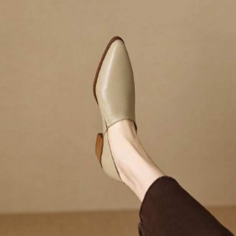 Foreign Trade Cross-Border Pointed Toe Slip-On Soft Leather Loafers For Women, Spring And Autumn New Versatile Chunky_vogvips.com