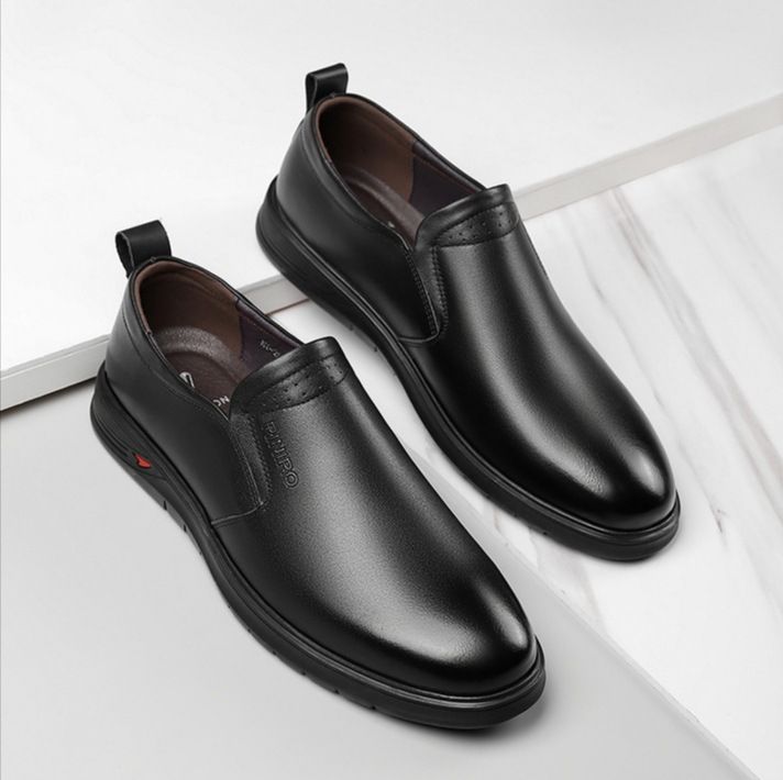 Euro Step 2025 New Middle-aged And Elderly First Layer Cowhide Slip-on Casual Leather For Men Business Formal Sole Soft Surface_vogvips.com