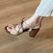 Genuine Leather Chunky Heel Retro Sandals Women, Stunning And Comfortable For Summer, High-heeled With_vogvips.com
