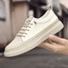 Round Head Shallow Mouth Breathable Casual Board Shoes Two-layer Cowhide Sewing Sole Wear-resistant And Durable Men's Sports Small Leather Shoes_vogvips.com