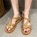 2025 Summer New Fashion Cross Elastic Strap Flat Soft Bottom Women's Sandals_vogvips.com