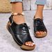 European And American Roman Style Strappy Peep-toe Sandals - New Summer Collection, Chunky Sole, Slip-on, Round Toe, Open Toe, Velcro Beach Sandals_vogvips.com