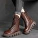 Winter New All-in-one High Top Belt Buckle Muffin Bottom Brown Single Boots_vogvips.com
