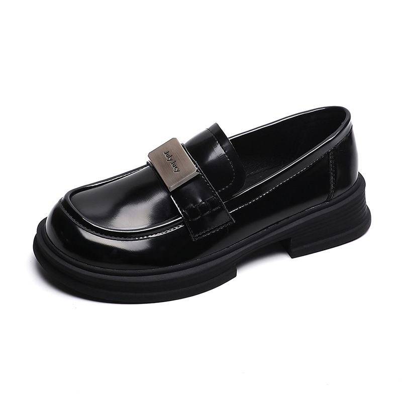 Black Small Leather Shoes Women's Retro New College Style Loafers Soft-soled Single Shoes Women_vogvips.com