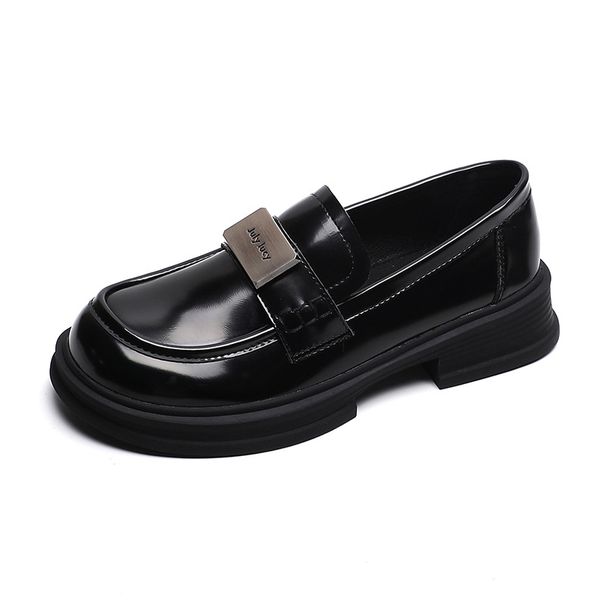 Black Small Leather Shoes Women's Retro New College Style Loafers Soft-soled Single Shoes Women_vogvips.com